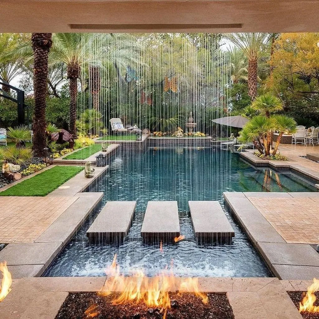 Pool resurfacing with water features in Broward County